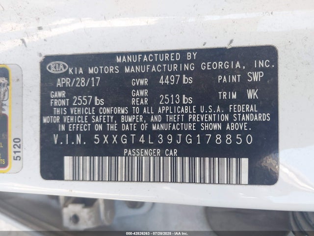 5XXGT4L39JG178850 KIA gdi