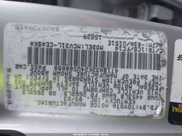 2004 TOYOTA CAMRY 4T1BA32K24U500080 Photo 8