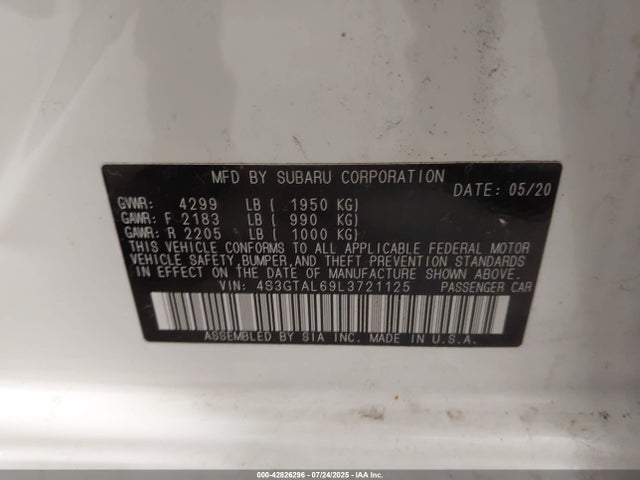 4S3GTAL69L3721125 Subaru 2020