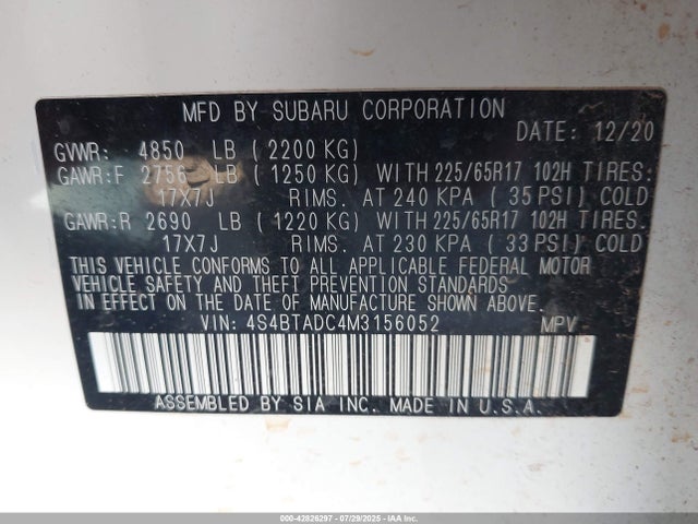 4S4BTADC4M3156052 Subaru Outback