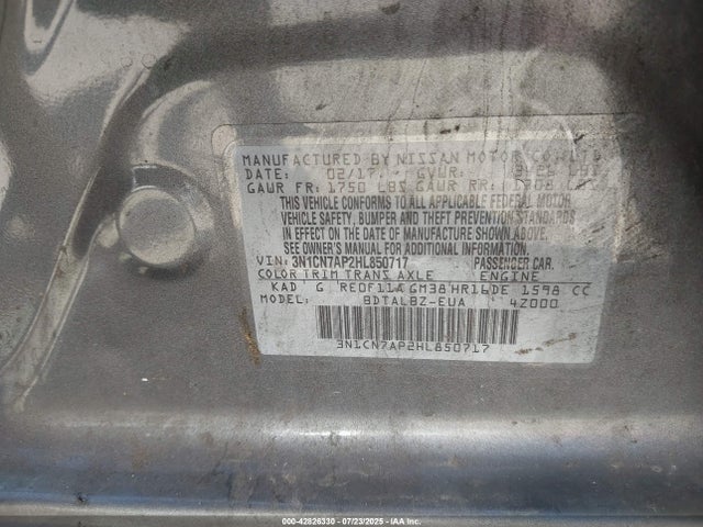 3N1CN7AP2HL850717 Nissan 2017