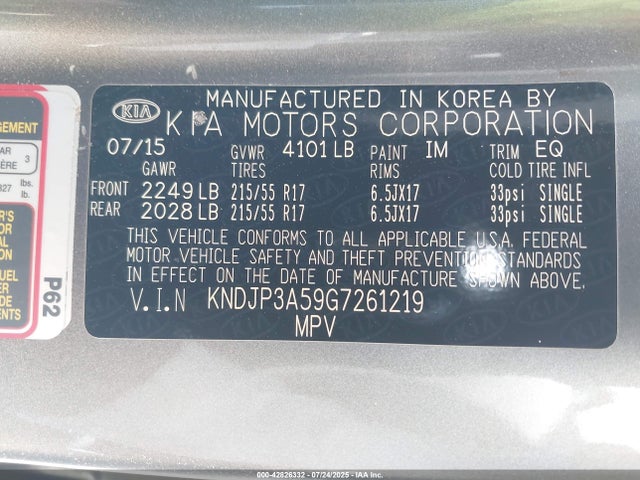 KNDJP3A59G7261219 KIA dohc gdi nu