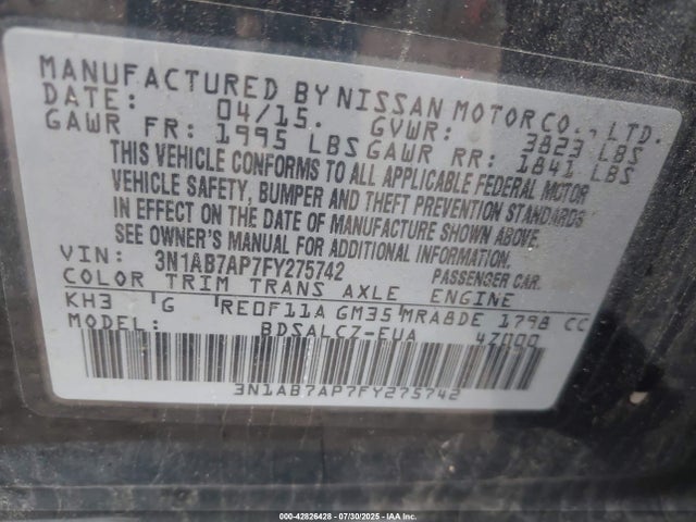 3N1AB7AP7FY275742 Nissan Sentra