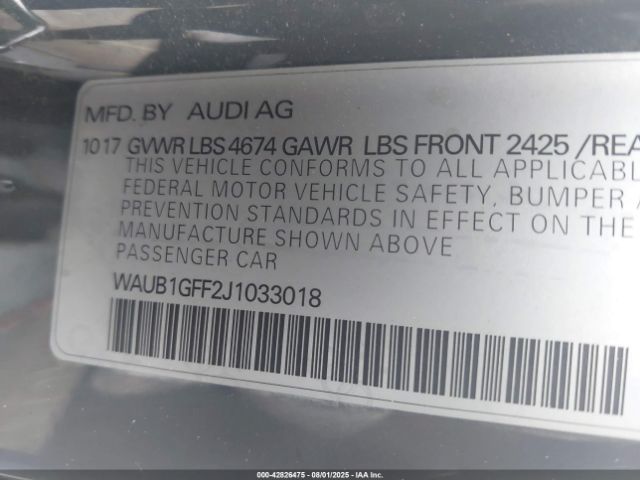 2018 AUDI S3 WAUB1GFF2J1033018 Photo 8
