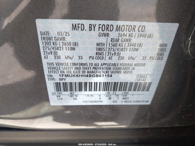 1FMUK8HH4SGB61154 Ford tivct