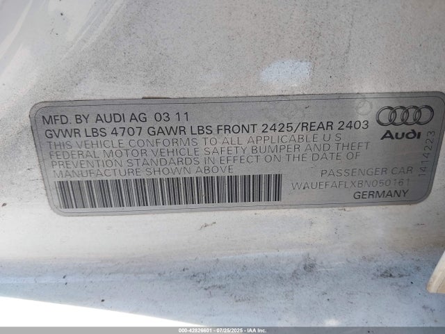2011 AUDI A4 WAUEFAFLXBN050161 Photo 8