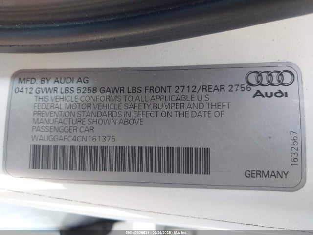 2012 AUDI A6 WAUGGAFC4CN161375 Photo 8