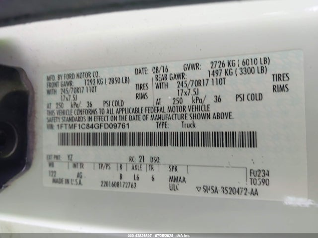 Ford F-150 2016 1FTMF1C84GFD09761 Image 9