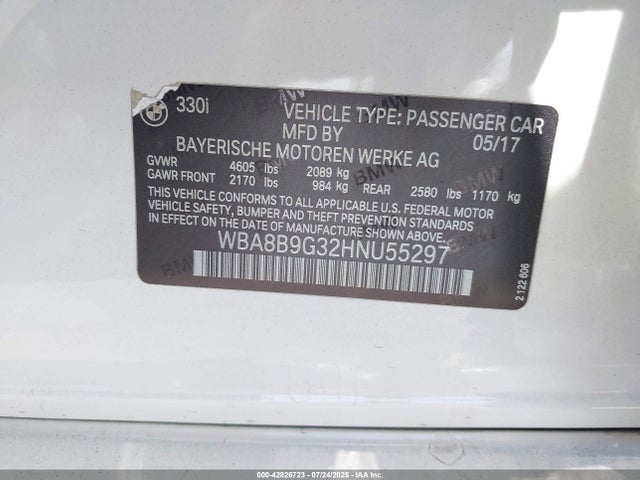 WBA8B9G32HNU55297 BMW 330I