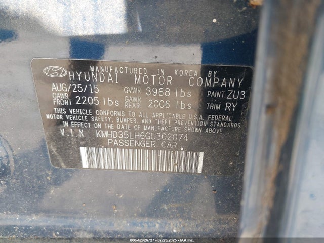 KMHD35LH6GU302074 Hyundai dohc gdi nu