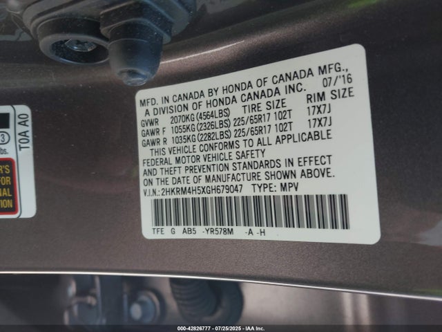 2HKRM4H5XGH679047 Honda k24w9