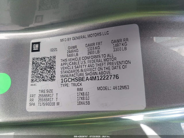 Chevrolet lcv - l4, sidi, dcvcp, vvt, e85 max , e0-e100, alum 2021 1GCHSBEA4M1222776 Image 9