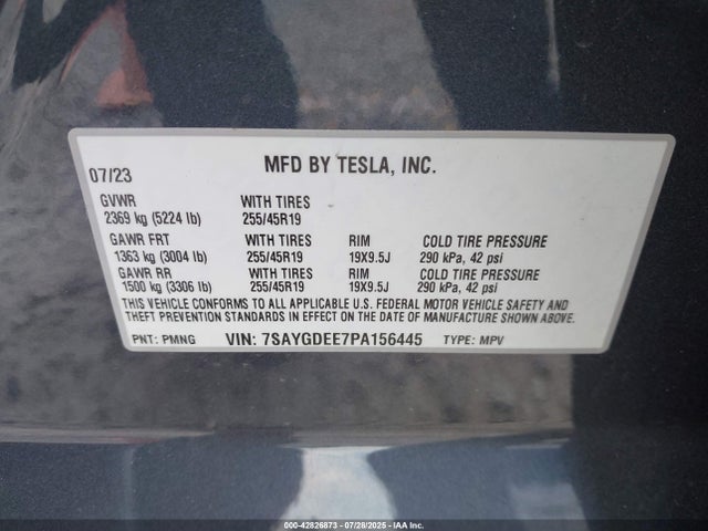 2023 TESLA MODEL Y 7SAYGDEE7PA156445 Photo 8