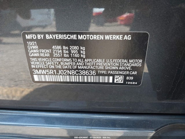 3MW5R1J02N8C38636 BMW 2022