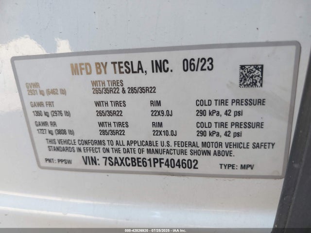 2023 TESLA MODEL X 7SAXCBE61PF404602 Photo 8