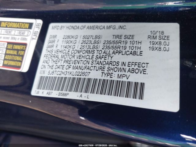 2019 ACURA RDX 5J8TC2H31KL022607 Photo 8