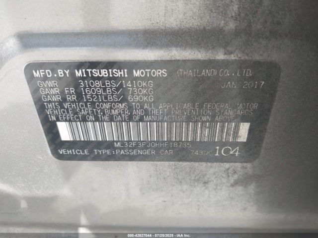 2017 MITSUBISHI MIRAGE G4 ML32F3FJ0HHF18735 Photo 8