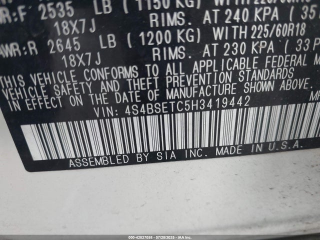 4S4BSETC5H3419442 Subaru u4
