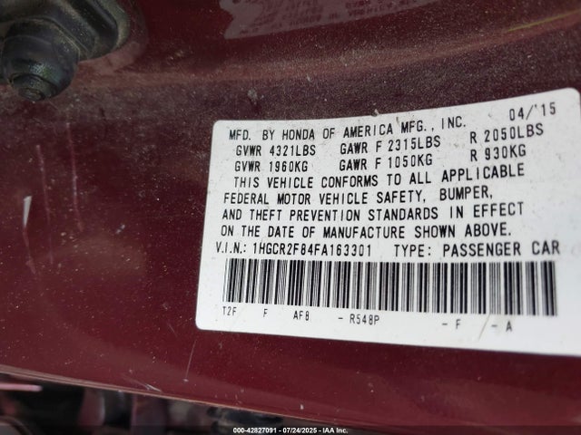 Honda k24w1 2015 1HGCR2F84FA163301 Image 9