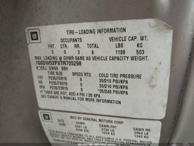 1996 CADILLAC FLEETWOOD 1G6DW52PXTR705298 Photo 8