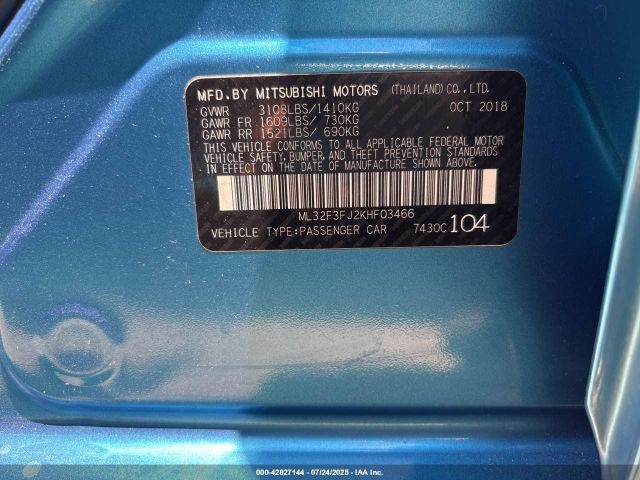 2019 MITSUBISHI MIRAGE G4 ML32F3FJ2KHF03466 Photo 8