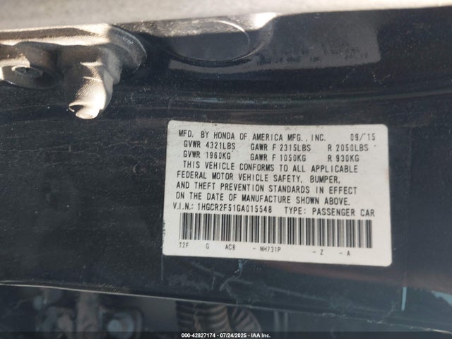 1HGCR2F51GA015548 Honda k24w1