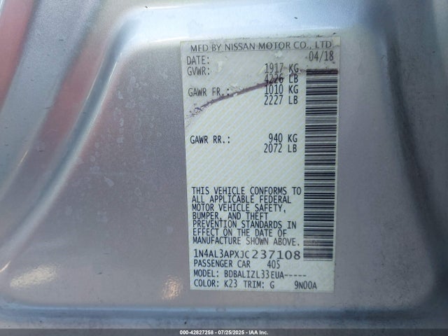 1N4AL3APXJC237108 Nissan Altima