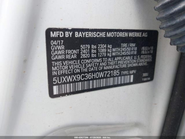 2017 BMW X3 5UXWX9C36H0W72185 Photo 8
