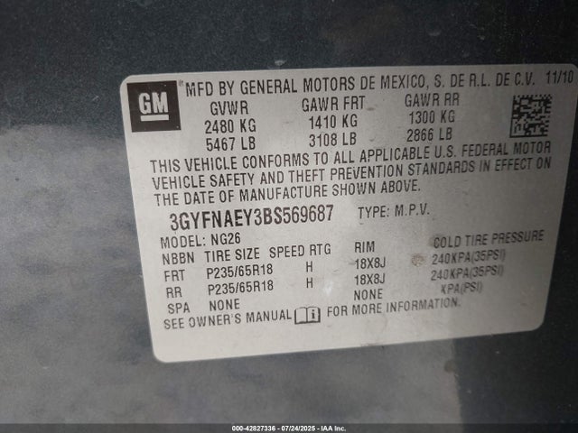 2011 CADILLAC SRX 3GYFNAEY3BS569687 Photo 8