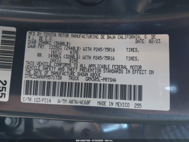 3TMCZ5ANXPM571738 Toyota 2gr-fks