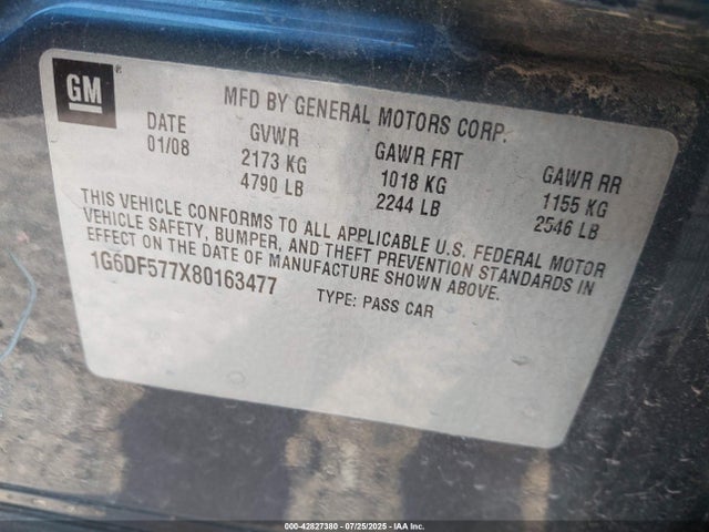 2008 CADILLAC CTS 1G6DF577X80163477 Photo 8