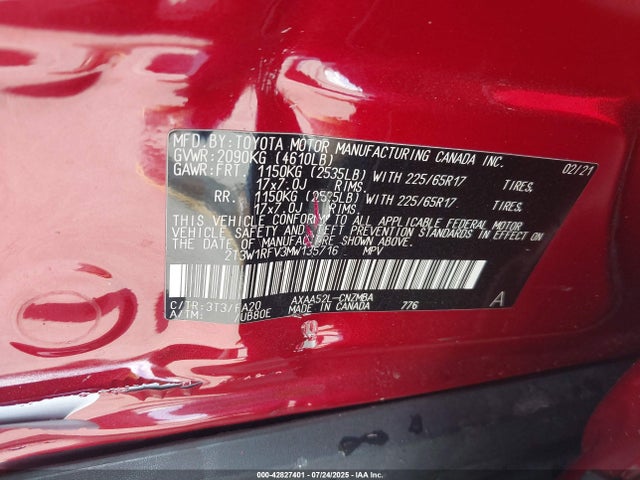 2T3W1RFV3MW135716 Toyota a25a-fks