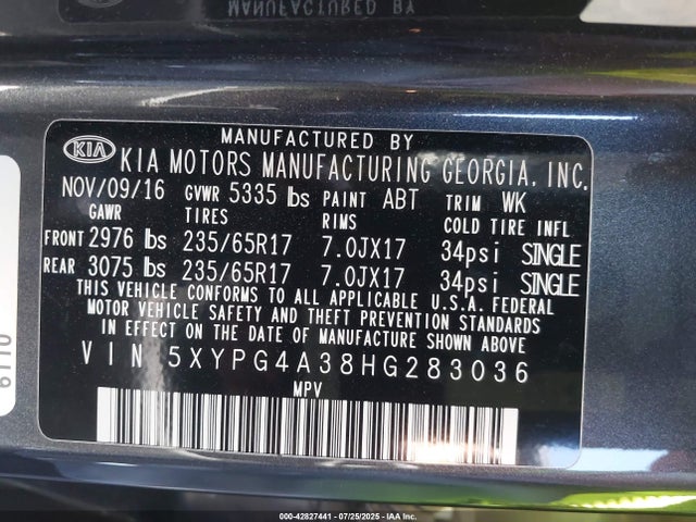 5XYPG4A38HG283036 KIA 2017
