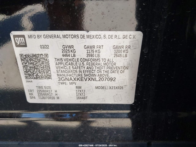 Chevrolet lyx 2022 3GNAXKEVXNL207092 Image 9