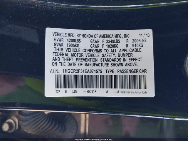 1HGCR2F34EA071575 Honda k24w1
