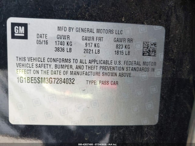 1G1BE5SM3G7284032 Chevrolet le2 - di: direct injection, alum, vvt, gen i, gmna