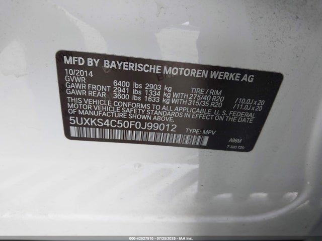 5UXKS4C50F0J99012 BMW X5