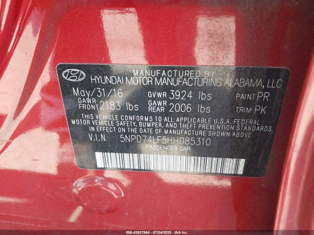 5NPD74LF5HH085310 Hyundai Elantra