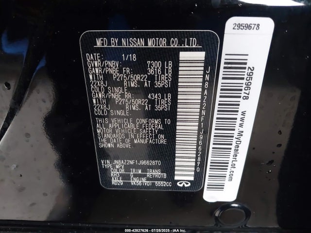 JN8AZ2NF1J9662870 Infiniti QX80