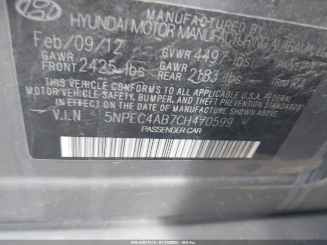 2012 HYUNDAI SONATA 5NPEC4AB7CH470599 Photo 8