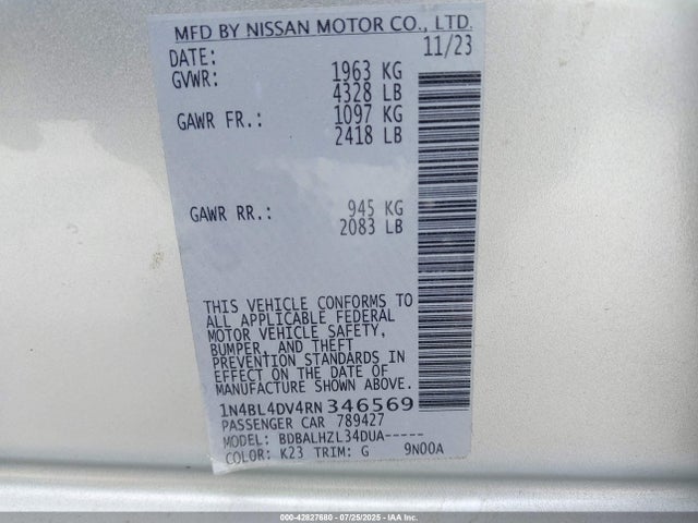 Nissan 2024 2024 1N4BL4DV4RN346569 Image 9