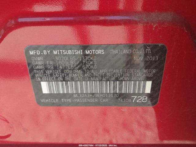 2014 MITSUBISHI MIRAGE ML32A3HJ9EH013670 Photo 8