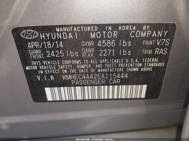 Hyundai Sonata 2014 KMHEC4A42EA115444 Image 9