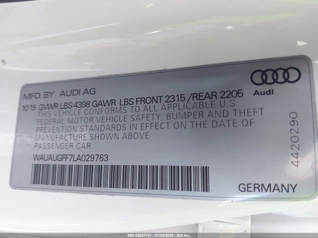 2020 AUDI A3 WAUAUGFF7LA029763 Photo 8