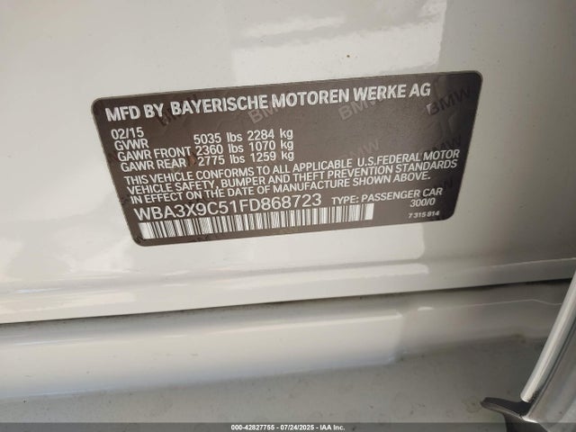 WBA3X9C51FD868723 BMW 335i