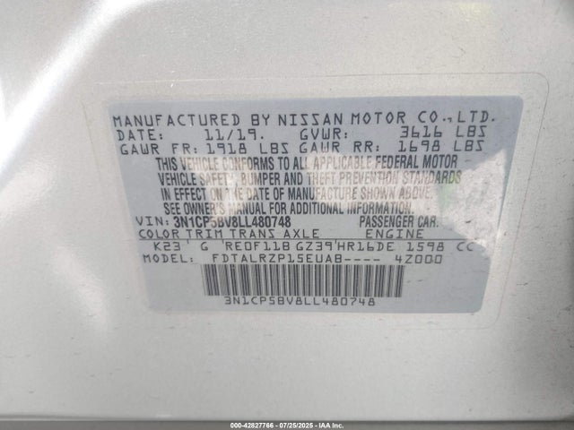 Nissan 2020 2020 3N1CP5BV8LL480748 Image 9