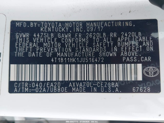 4T1B11HK1JU516472 Toyota a25a-fks