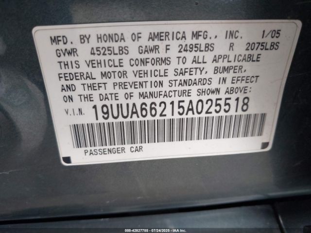 2005 ACURA TL 19UUA66215A025518 Photo 8