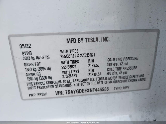 2022 TESLA MODEL Y 7SAYGDEFXNF446588 Photo 8
