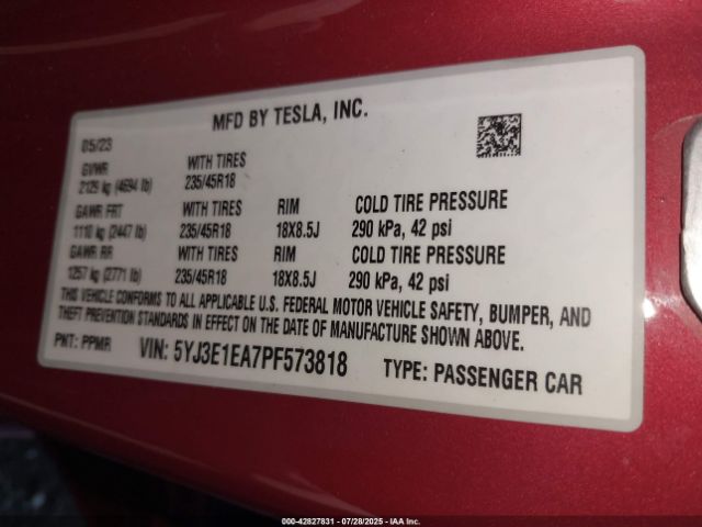2023 TESLA MODEL 3 5YJ3E1EA7PF573818 Photo 8